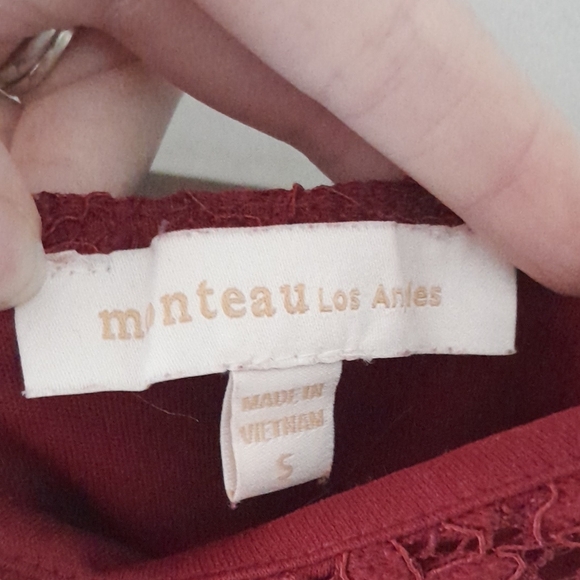 Monteau Red Lace Knee-Length Spaghetti Strap Sundress Small - Picture 2 of 5